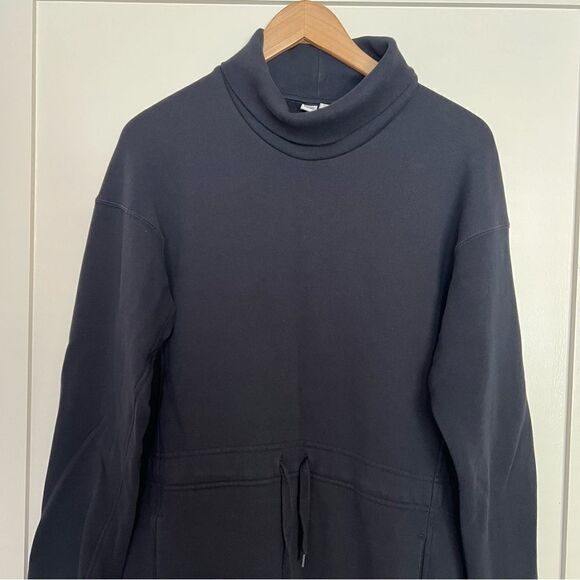 Uniqlo U Sweatshirt Dress S Navy Blue Long Sleeve Turtleneck Minimalist Pockets - Picture 2 of 13